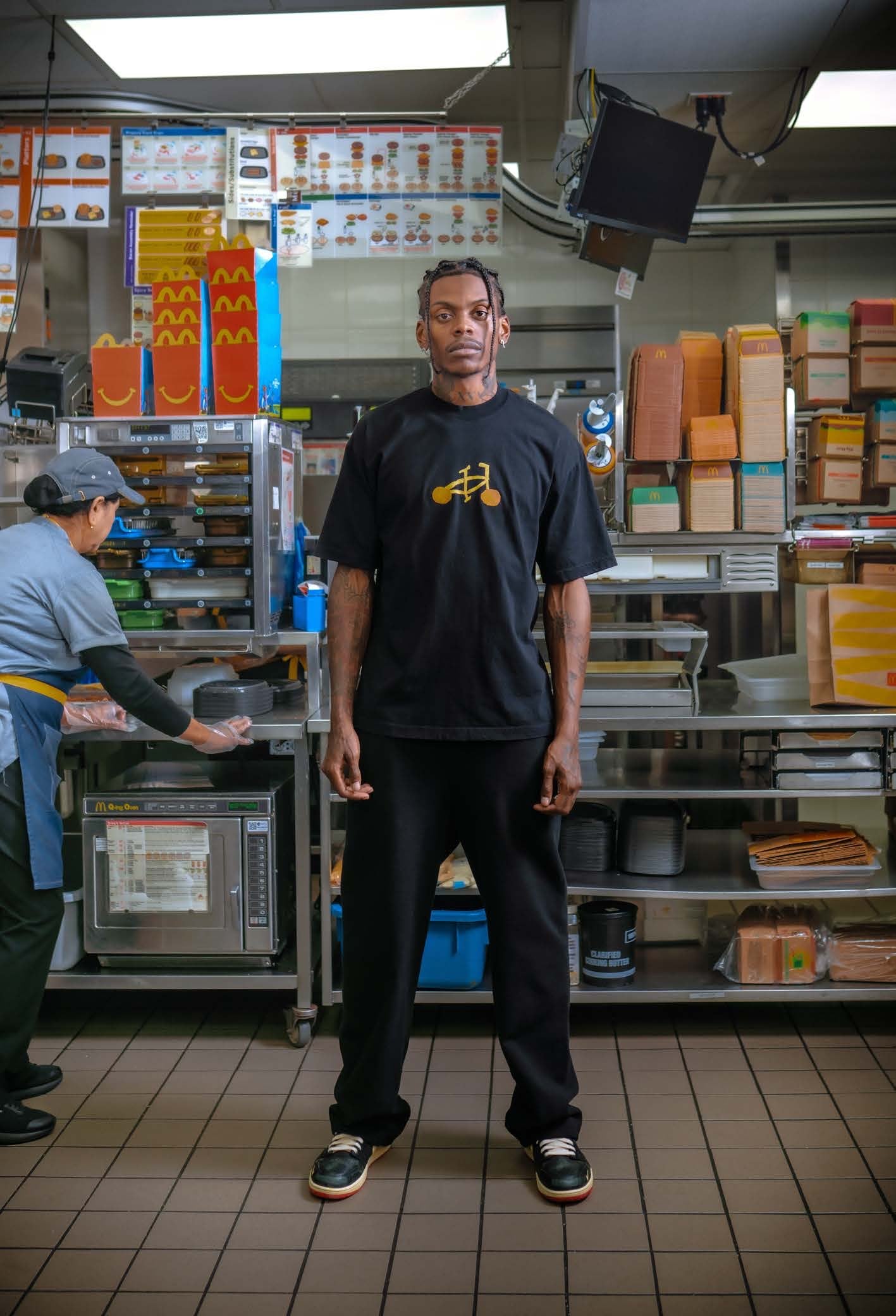 Chicken Nugget French Fry Bike Tee
- Black