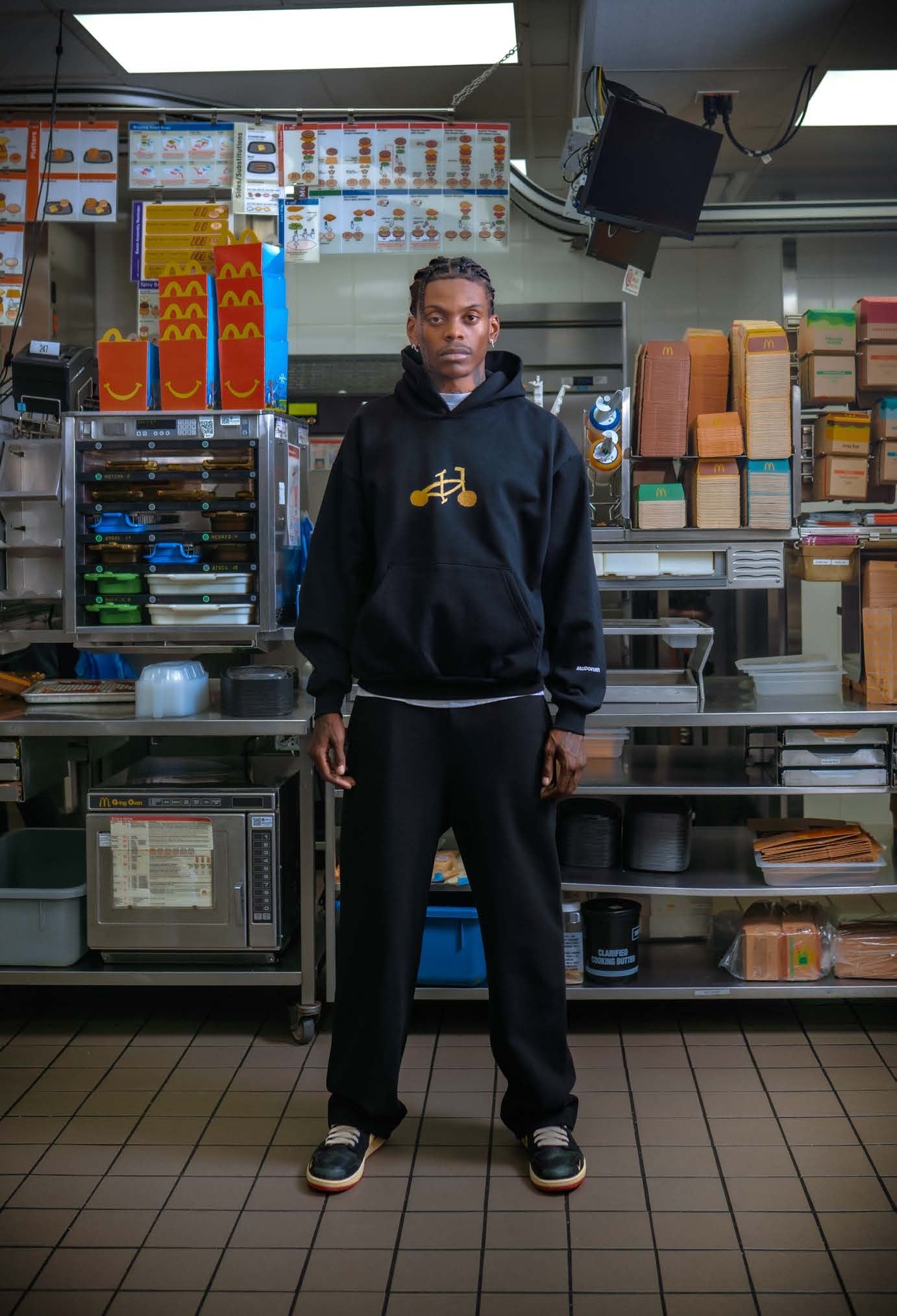 Chicken Nugget French Fry Bike Hoodie - Black