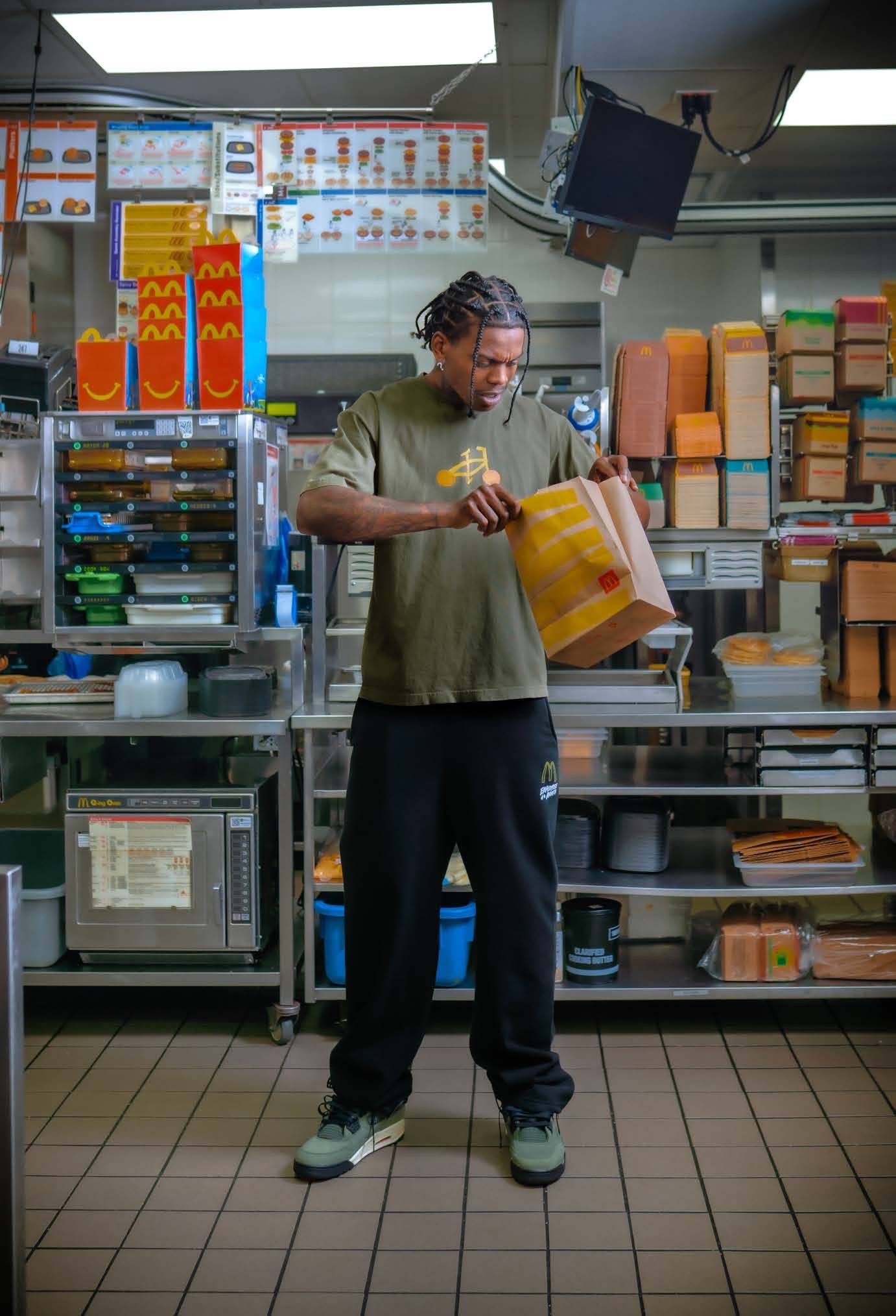 Chicken Nugget French Fry Bike Tee - Olive