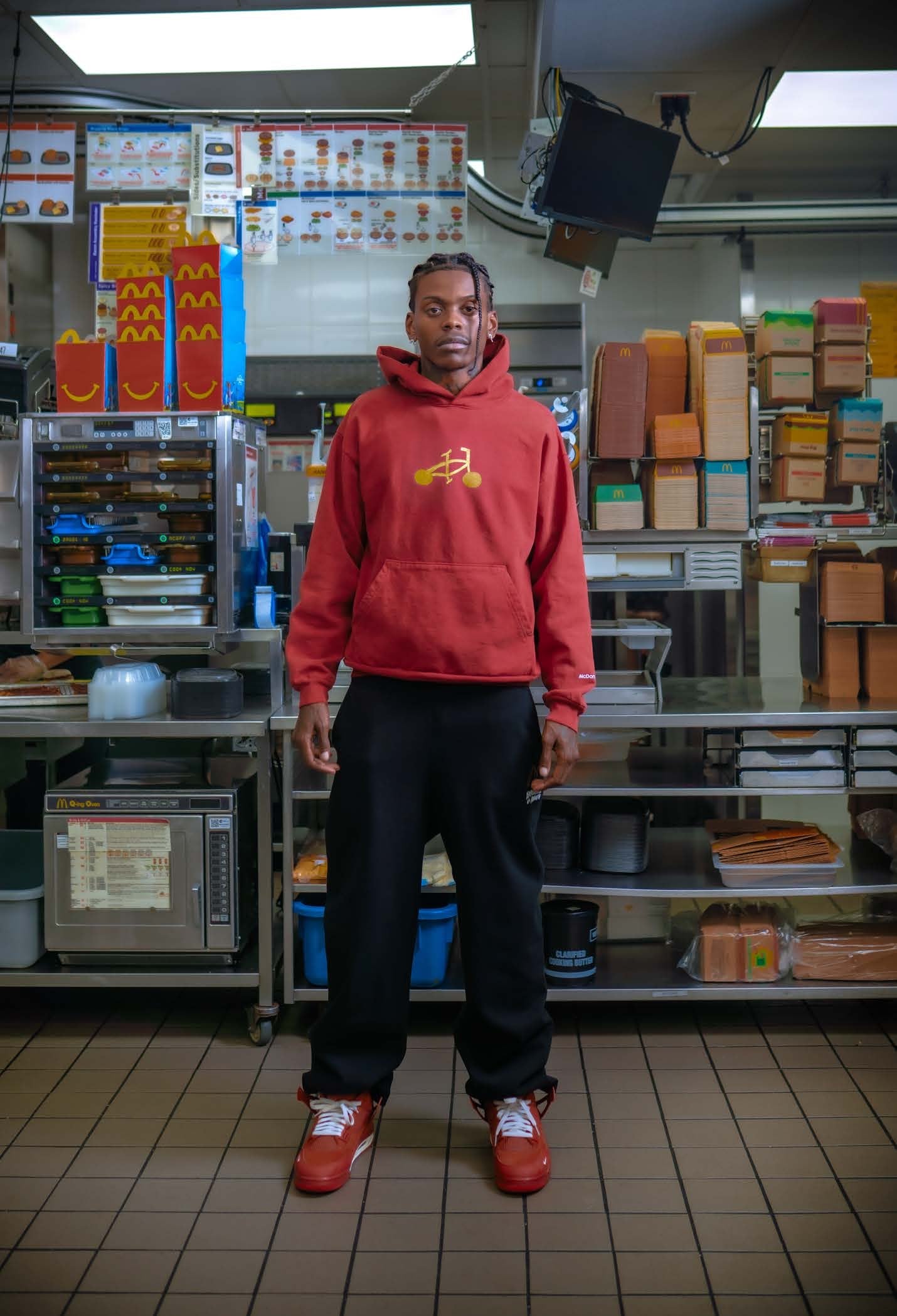 Chicken Nugget French Fry Bike Hoodie
 - Red